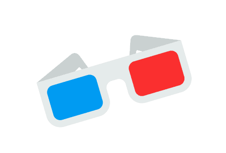 Glasses with the red and blue lens